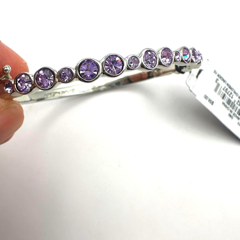 Givenchy Silver Hinged Bracelet Pale Purple Crystals NWT Minimalist Jewelry